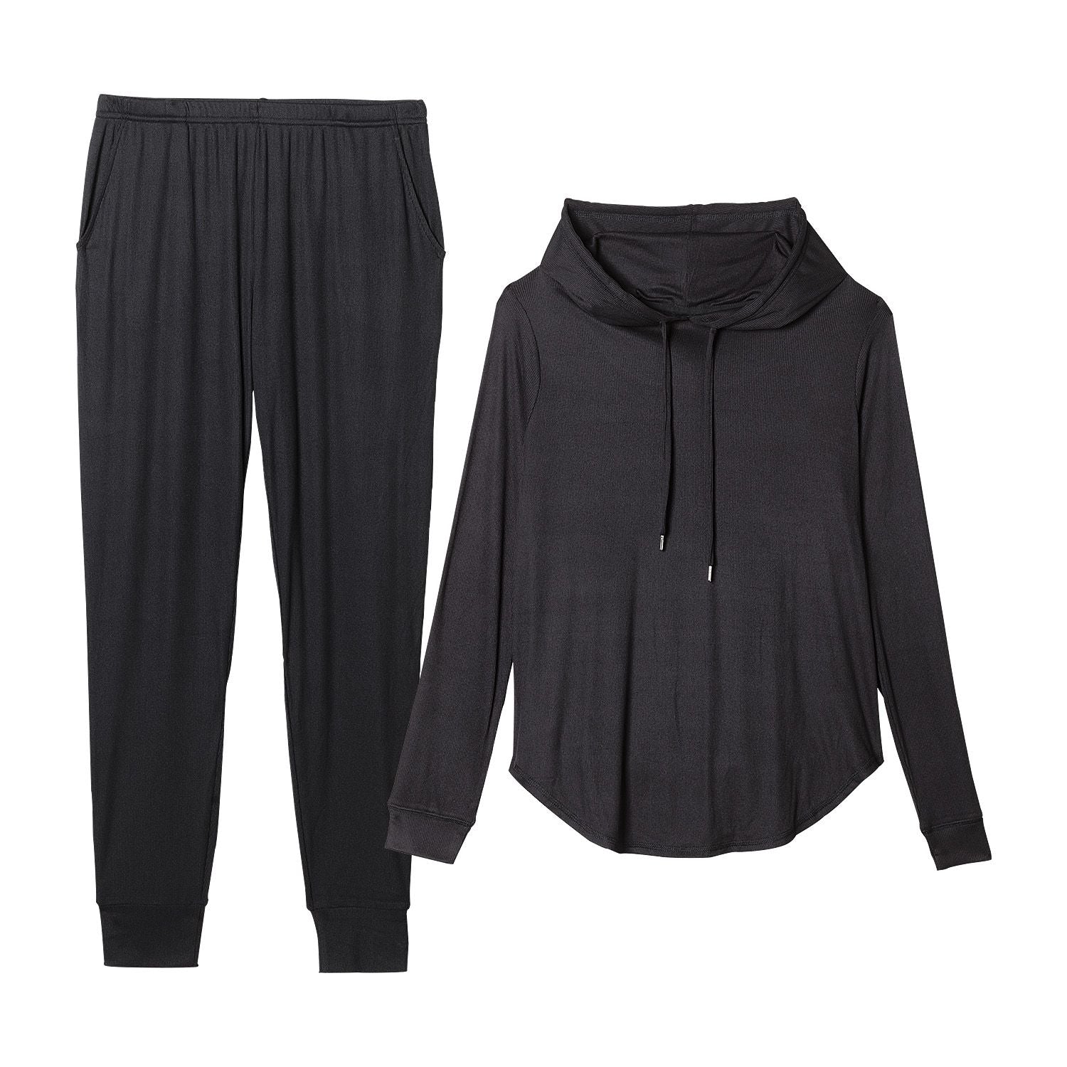 Hooded Casual Jogger Set - Large (12 - 14) - Black